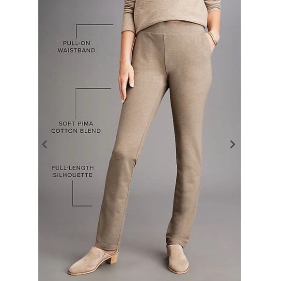 J Jill Pure Jill Affinity French Terry Pants Sz 2X Purple Slim Leg Pull On Pima - Picture 2 of 11